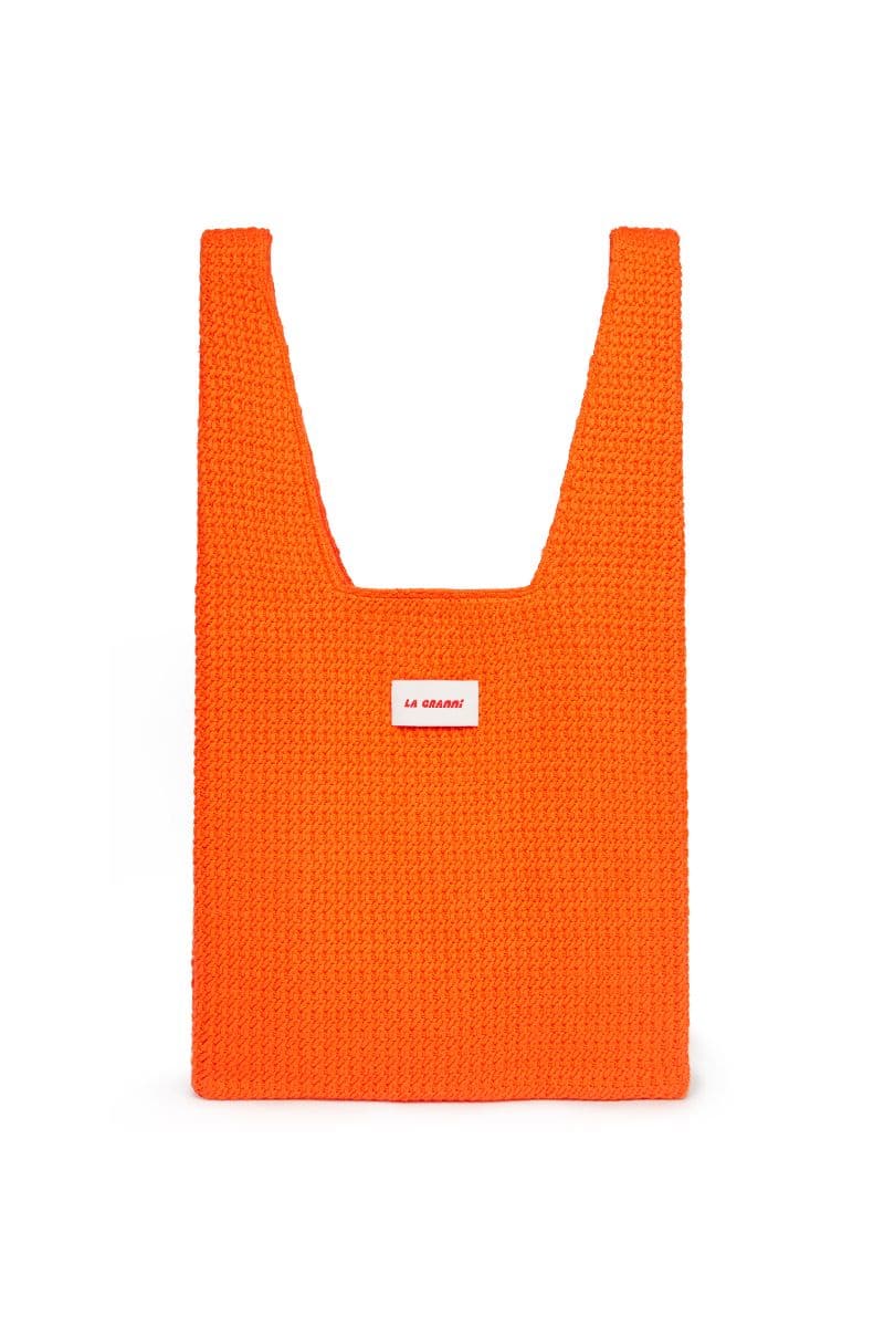 Orange Mercado Portobello bag by La Granni, stylish shoulder bag with textured surface and adjustable strap.