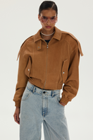 LARETAGGIO Tivoli Crock Leather Jacket, men's stylish brown leather jacket with textured crock pattern and classic collar.