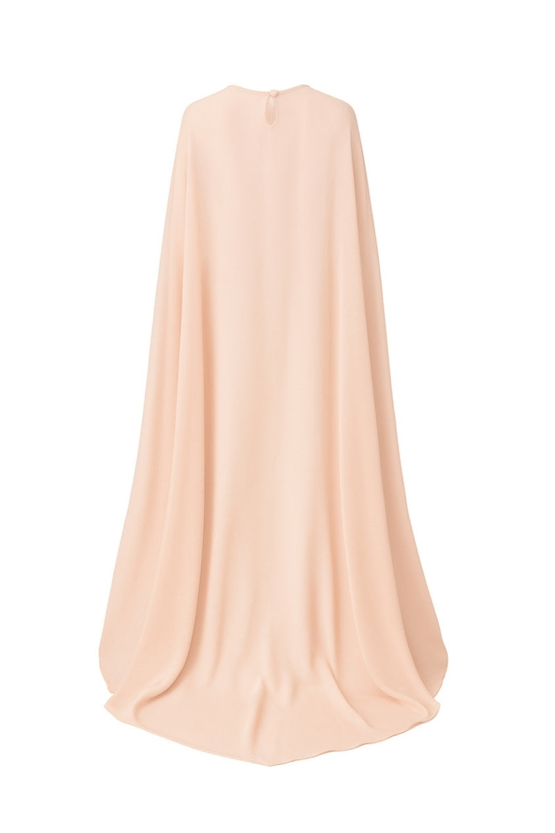 Nazlı Ceren Reya chiffon cape in cloud pink, lightweight jacket with flowy fabric and elegant design, perfect for layering.