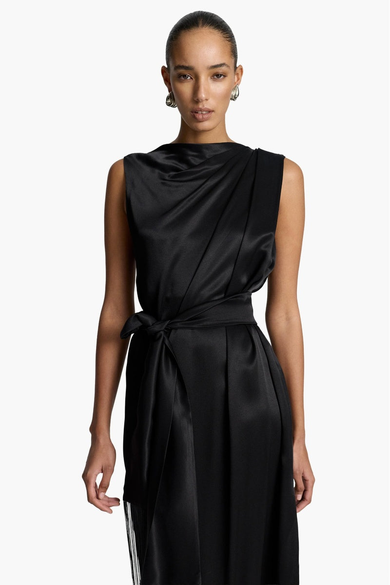 ROMA SATIN DRESS IN BLACK