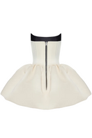 Violet two-sided mini dress by Balykina, shown from front and back, featuring a stylish two-tone design and fitted silhouette.