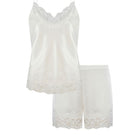 Bocan Couture Georgia off white pajama cami and shorts set, soft and comfortable sleepwear with a relaxed fit.
