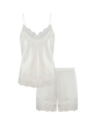 Bocan Couture Georgia off white pajama cami and shorts set, soft and comfortable sleepwear with a relaxed fit.