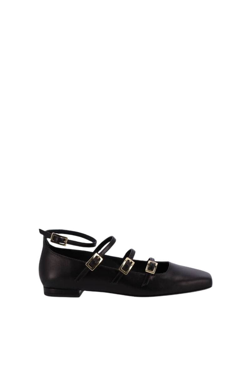LUKE BLACK LEATHER BALLET FLATS - CULT MIA