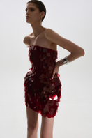 BalYKina burgundy mini dress from the NINO collection, featuring a stylish fit and elegant design.