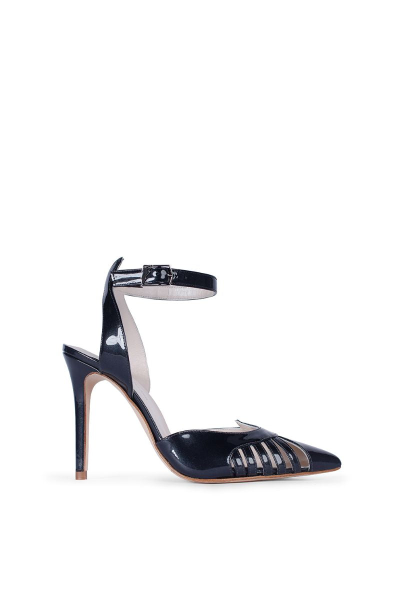Black Terry de Havilland Maya heels with pointed toes and stiletto heels, stylishly displayed on a neutral background.