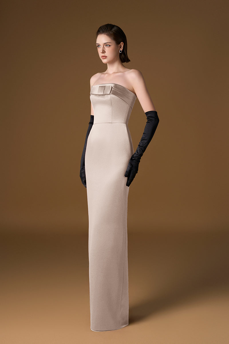 beige maxi dress formal Doren Dress - Champagne