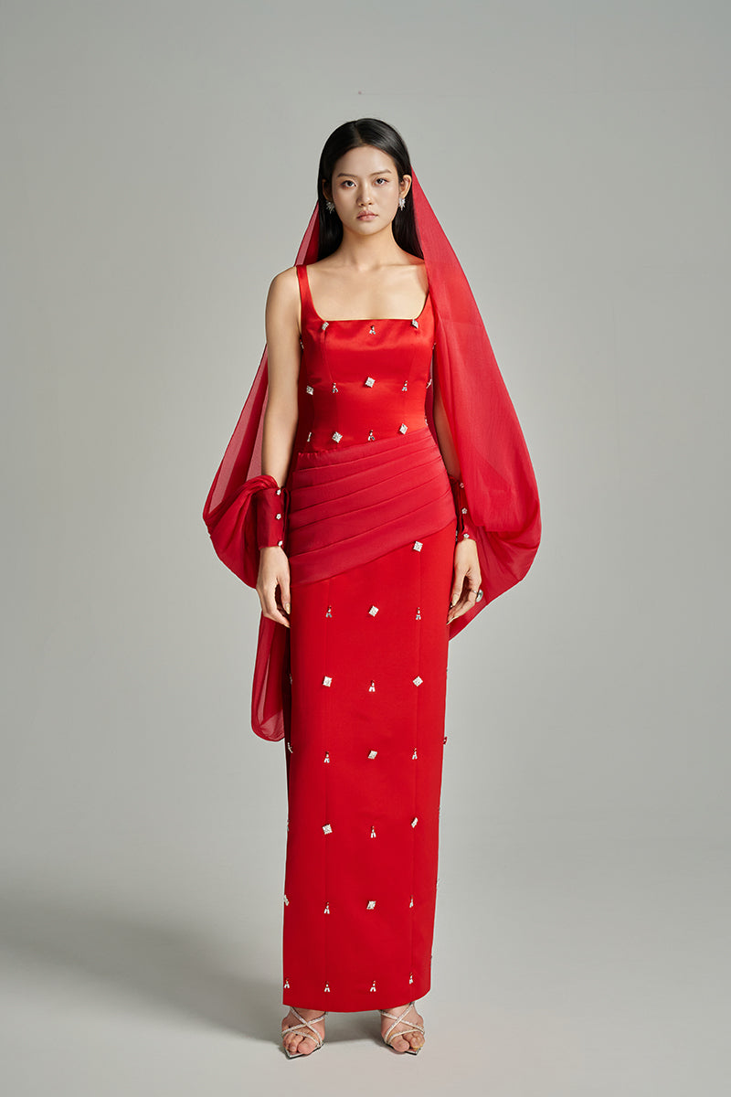 red fitted maxi dress Matisse Red Maxi Dress - US 8