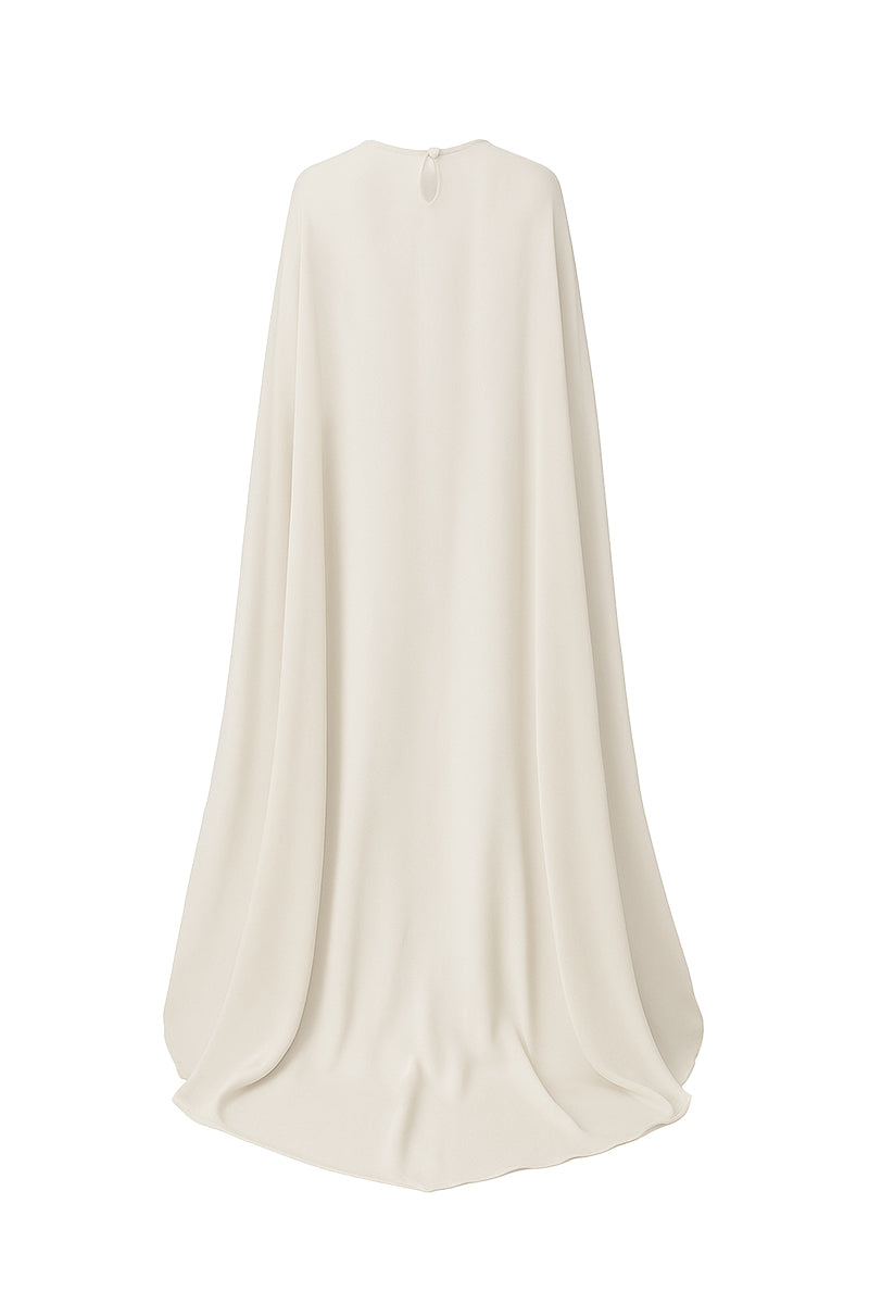 Nazlı Ceren Reya chiffon cape in smoked gray, lightweight jacket with flowy fabric and elegant design, perfect for layered styling.