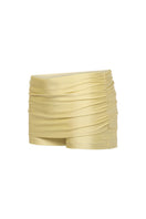 Suncillo dusty butter yellow skort shorts with a high waist and front pleats, casual summer fashion for women.