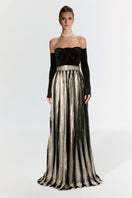 Nur Karaata CULT MIA X NUR KARAATA Addington gown, elegant long gown with intricate embroidery, displayed on a mannequin.