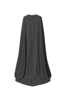 Black Nazlı Ceren Reya chiffon cape jacket with flowing fabric and delicate drape, stylish and lightweight outerwear.