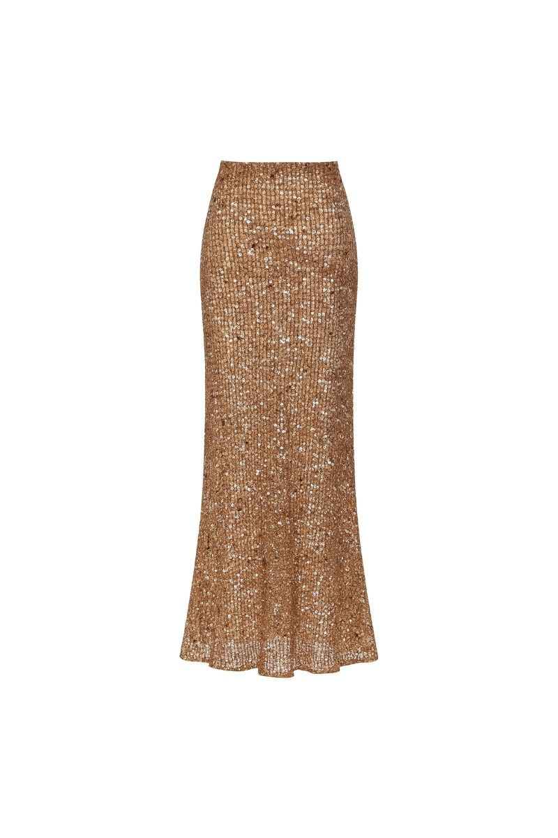 CLEA CROCHET SKIRT IN ANTIQUE BRONZE - CULT MIA