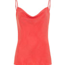 niLuu AQUAFLORA coral cowl neck cami top, lightweight sleeveless blouse with soft fabric and draped neckline, stylish and comfortable.