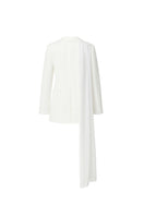 White Marylebone blazer by Nazlı Ceren featuring chiffon details, tailored fit, and classic lapel collar.