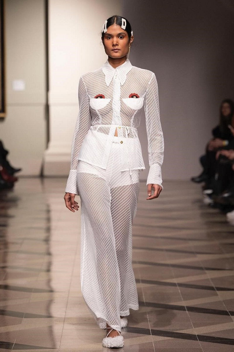 MESH PANTS IN WHITE - CULT MIA