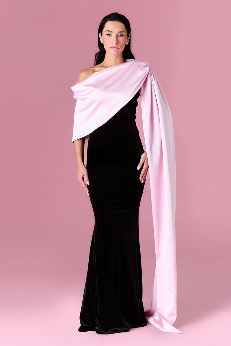Nur Karaata Amoura gown with elegant design, flowing fabric, and intricate details visible in the image.