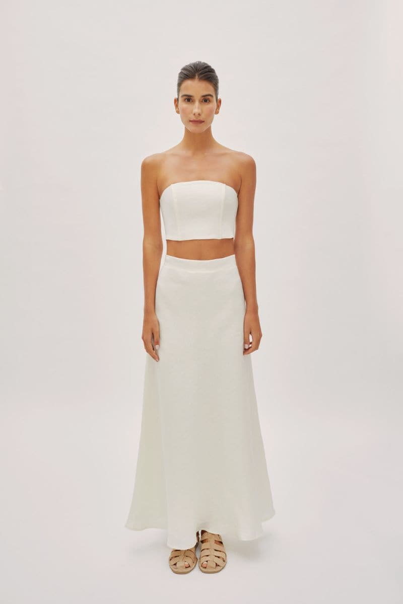 CLARA ECRU LINEN BANDEAU TOP - CULT MIA
