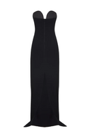 Black ARIA gown by BALYKINA, featuring elegant fabric and stylish design, displayed on a mannequin in the image.