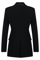Black Lili Blanc Modern Elegance blazer, tailored fit, featuring sleek lapels and stylish design, perfect for sophisticated outfits.