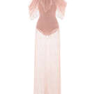 Poem Vespera nude pink gown with elegant flowing fabric and fitted waist, perfect for formal occasions.