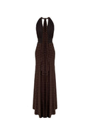 Nazlı Ceren INES Jersey Maxi Dress in Chocolate Chip fabric, featuring a flowing silhouette and casual yet elegant style.