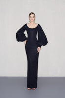 CEM maxi dress with bishop sleeves, flowing fabric, and a fitted waist, perfect for elegant occasions.