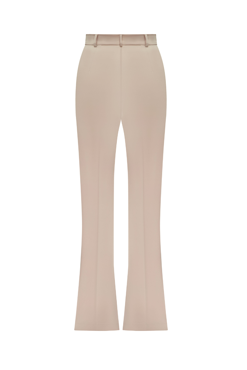 BEIGE WOOL FLARED PANTS - CULT MIA