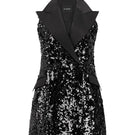 Lili Blanc sleeveless sequin mini dress with a fitted silhouette and shimmering embellishments, perfect for evening wear.