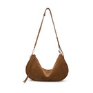 Brown suede Denise shoulder bag by Vikele Studio with a sleek, stylish design and adjustable strap, perfect for everyday use.