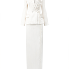 White pearl taffeta co-ord set by Lune De Soie, featuring matching top and bottom with elegant pearl accents.