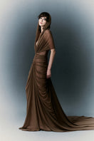 White Plan Margaret dress gown featuring elegant fabric and a flowing silhouette, perfect for formal occasions.