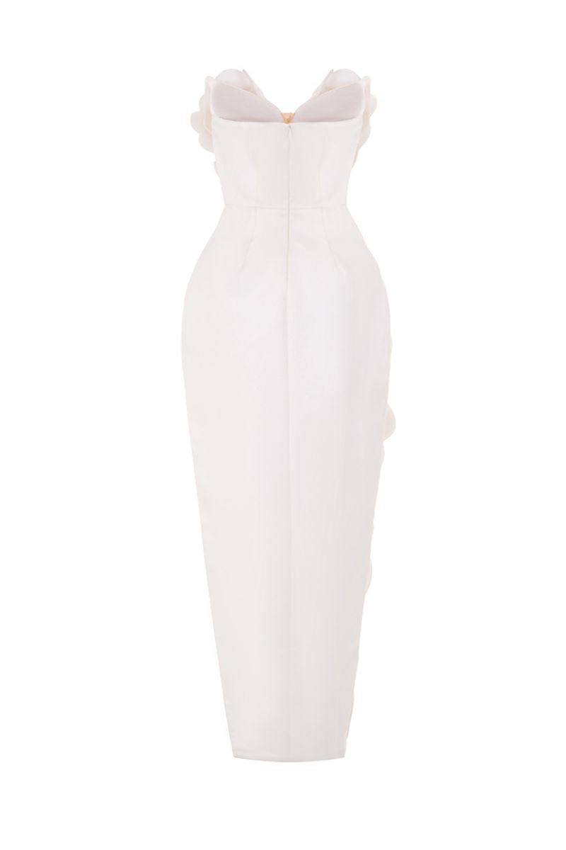 CULT MIA X HAPPY CLOTHING PEGGED SLEEVELESS TAFFETA MAXI DRESS IN WHITE - CULT MIA