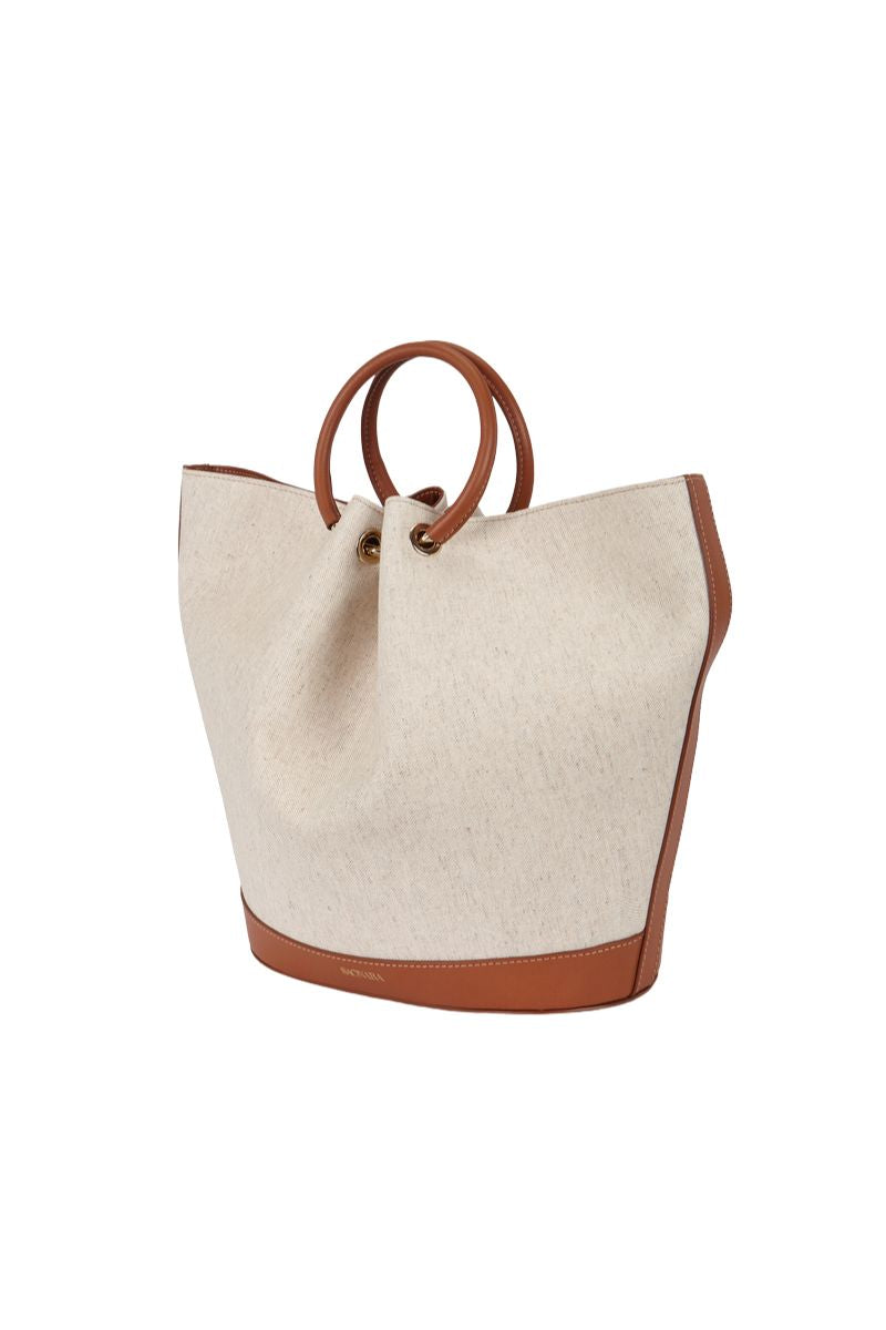 CAPAZO LINEN TOP HANDLE BAG - CULT MIA