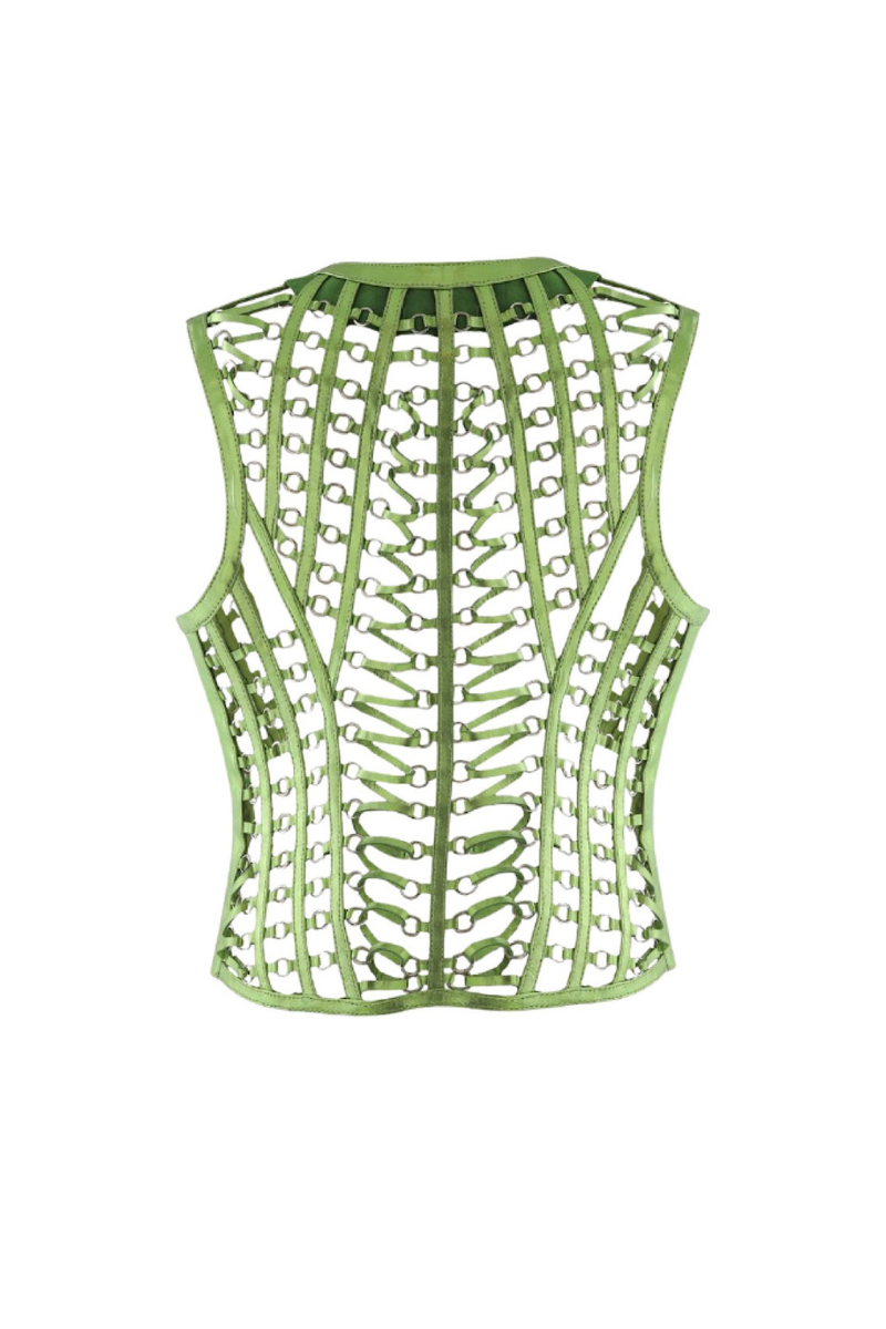 PHONEIX LEATHER VEST ELECTRIC GREEN - CULT MIA