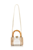Waiwai Rio Alix Bambu Bag in Crystal, a stylish top handle bag with bamboo accents and transparent crystal design.