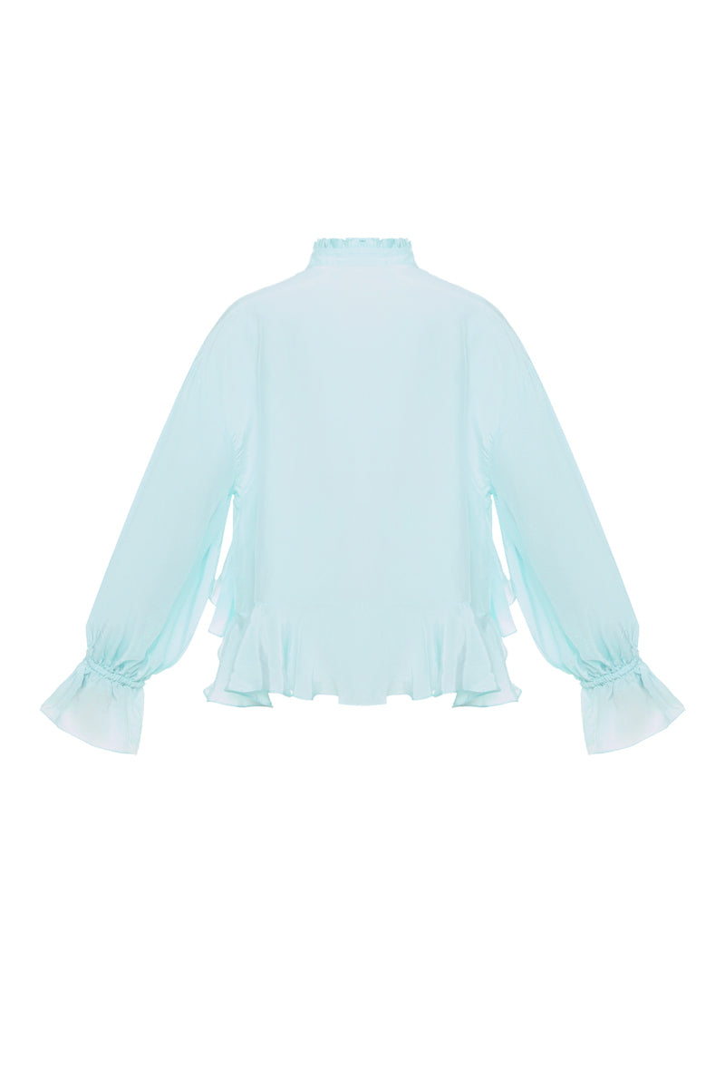 Sky blue splash blouse by OvertheSea, lightweight tops featuring a flowy, stylish design perfect for casual or semi-formal wear.