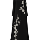 Lune De Soie velvet satin gown with long back flap, elegant flowing design, and luxurious fabric for formal occasions.