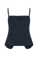 Dark navy linen top by Nazlı Ceren, featuring a stylish, lightweight design perfect for casual or summer wear.