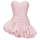 Pink balloon draped mini dress by Stolen Stores, featuring a stylish short dress with balloon detailing and a fitted silhouette.