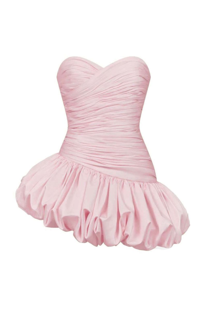 BALLOON DRAPED MINI DRESS IN PINK - CULT MIA