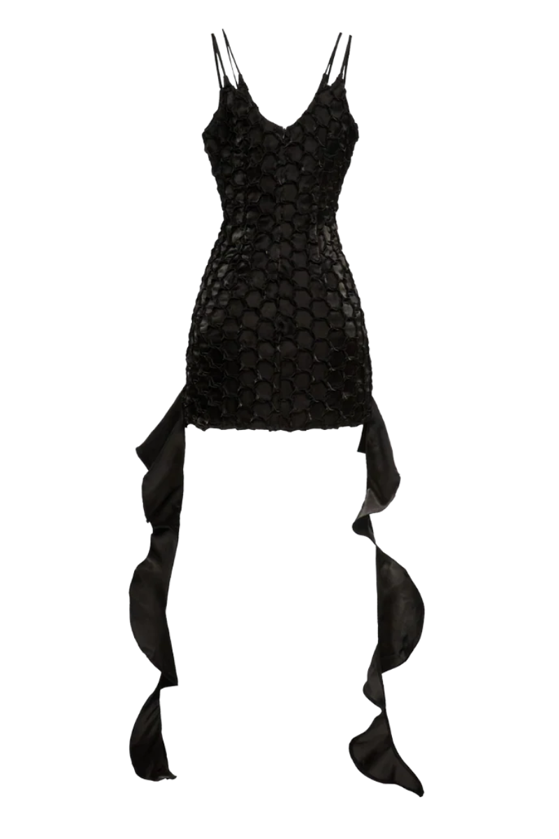Black Onalaja SIKA mini dress with fitted silhouette and stylish design, perfect for casual or evening wear.