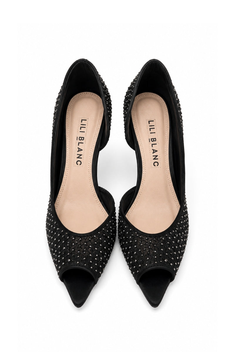 Lili Blanc Stella Heels in nude with ankle straps and stiletto heels, stylish women's footwear for formal or evening wear.