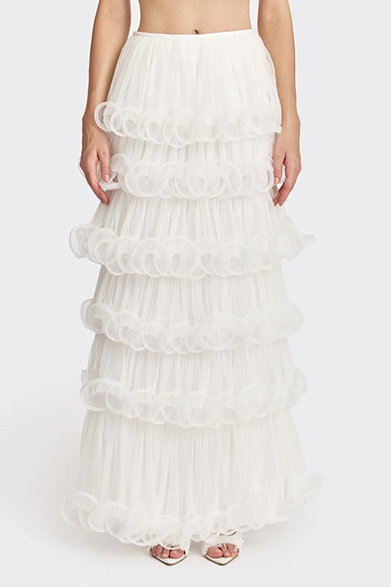 Off-white MS. Tutu Maxi Skirt by Stolen Stores, flowing fabric and elegant design perfect for casual or dressy occasions.