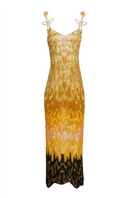 Onalaja honey-colored maxi dress with flowing fabric and sleeveless design, perfect for summer or casual wear.