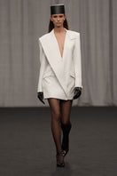 Lili Blanc contemporary straight-cut blazer-inspired dress in sleek fabric, featuring a tailored fit and modern style.