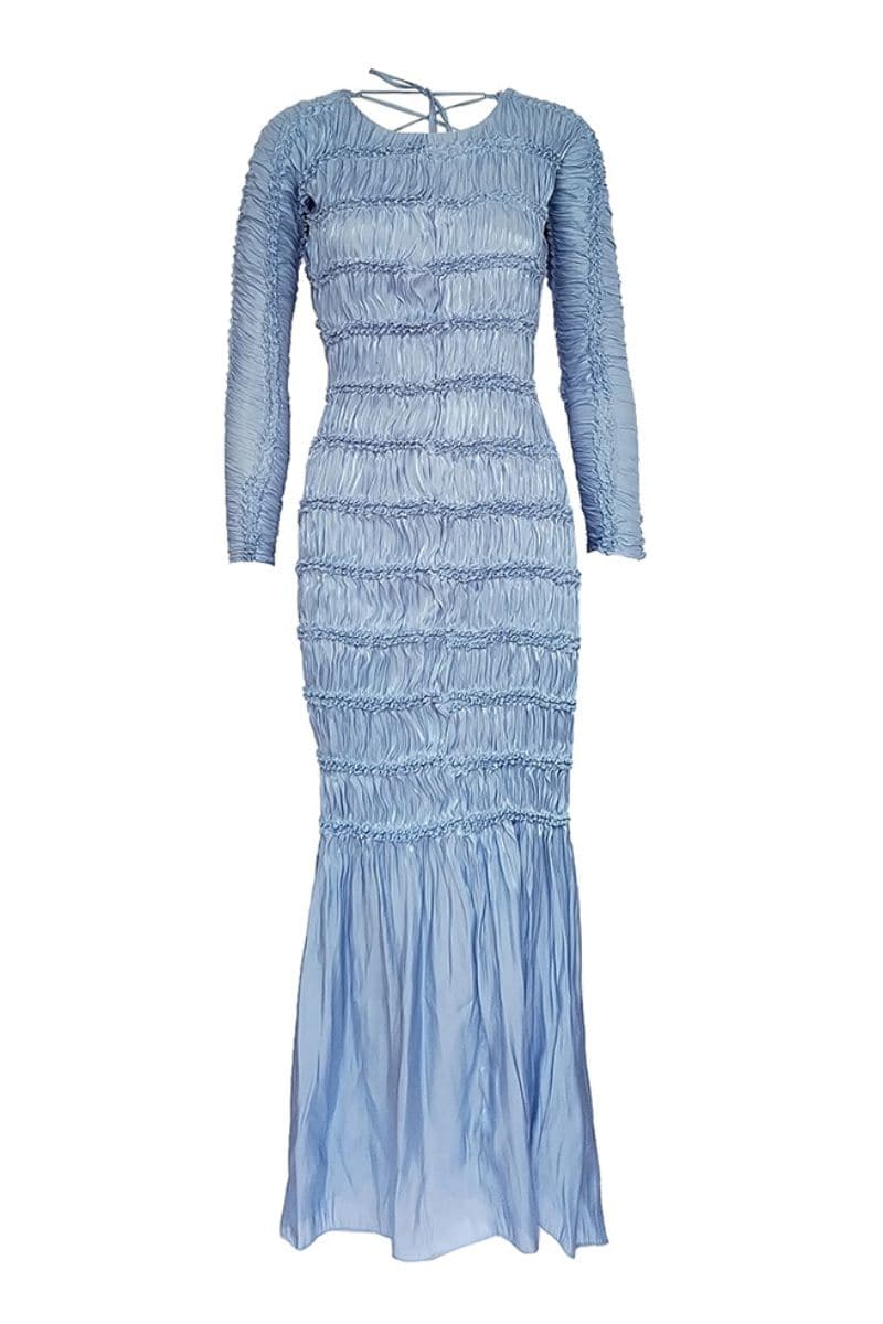 VALENTINA BLUE KIMONO SLEEVE SHIBORI MAXI DRESS - CULT MIA