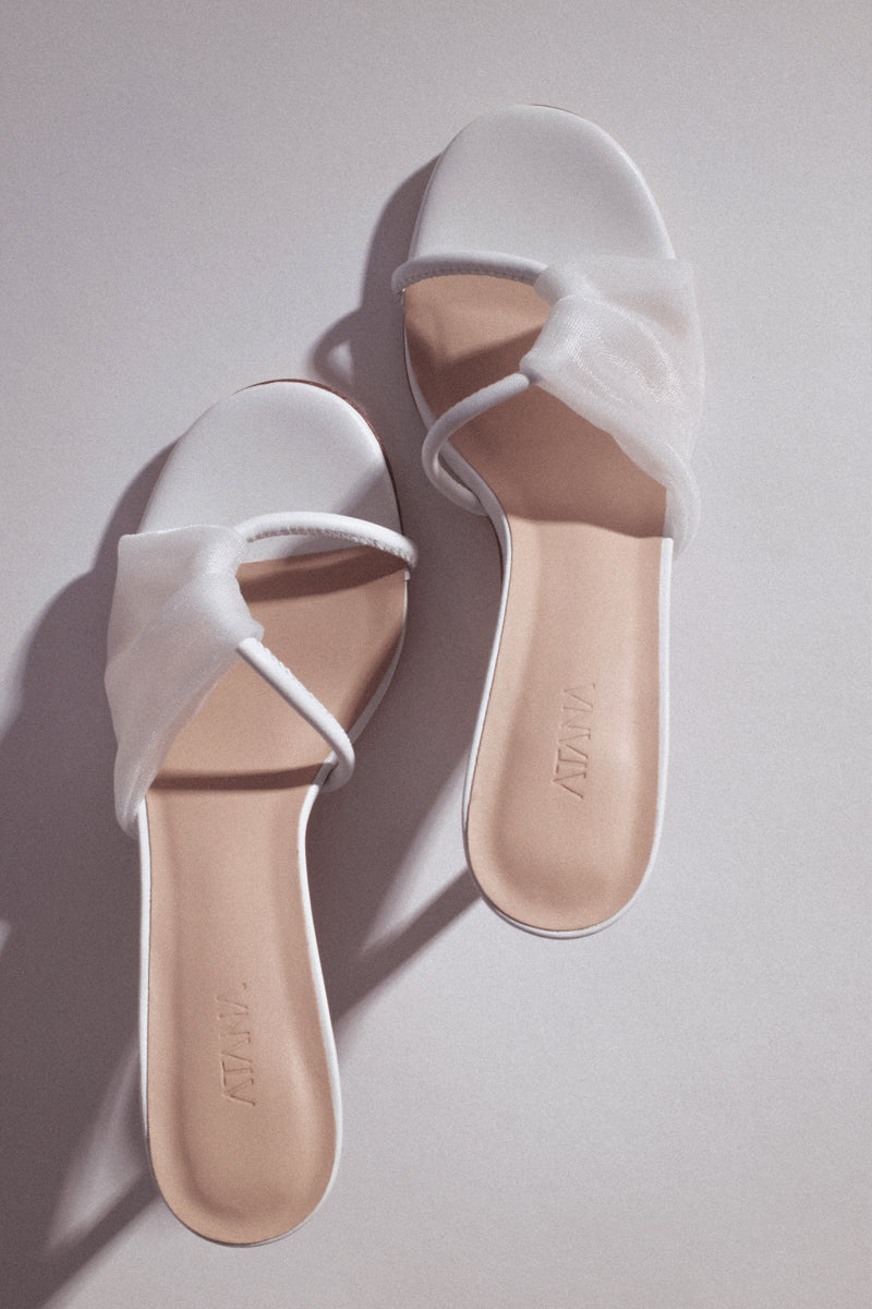 House of Atana Giro Heel in white, stylish women's high heels with sleek design and pointed toe, perfect for dressy occasions.