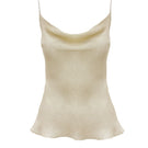 NiLuu cream cowl cami top, stylish sleeveless blouse with draped neckline, perfect for casual or dressy occasions.