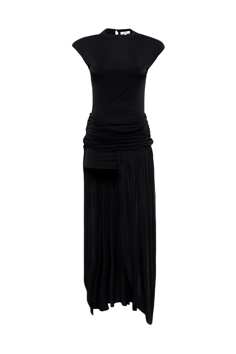 SIRA DRAPED OPEN BACK DRESS IN BLACK